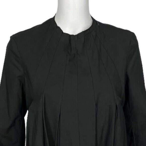 NWOT $590 Marc Le Bihan Black Long Sleeve Cotton Blouse French sz 40 US sz 8 - Picture 2 of 10